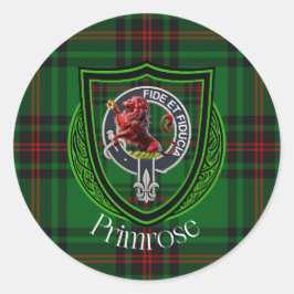 Primrose Scottish Clan Tartan & Crest Runder Aufkleber