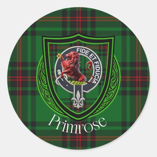 Primrose Scottish Clan Tartan & Crest Runder Aufkleber (Vorderseite)