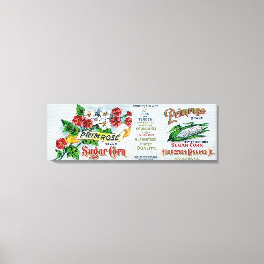 Primrose Sugar Corn LabelHoopeston, IL Leinwanddruck (Vorderseite)