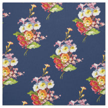 Primrose Vintag Elegant Navy Floral Muster Retro