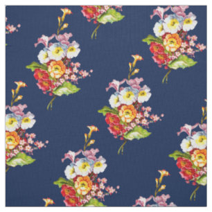 Primrose Vintage Elegante Navy Blumenmuster Retro Stoff