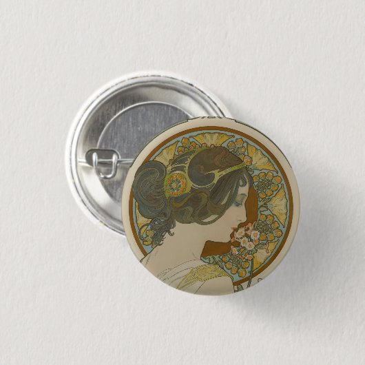 Primrose von Alphonse Mucha (1899) Button (Vorne & Hinten)
