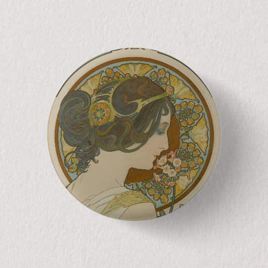 Primrose von Alphonse Mucha (1899) Button (Vorderseite)