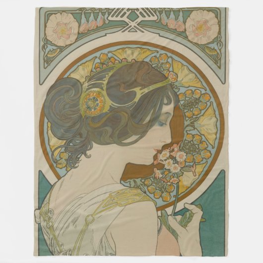 Primrose von Alphonse Mucha (1899) Fleecedecke (Vorderseite)