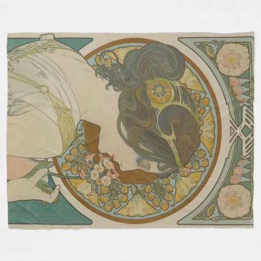 Primrose von Alphonse Mucha (1899) Fleecedecke (Vorderseite (Horizontal))