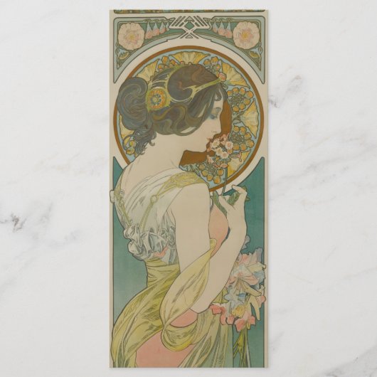 Primrose von Alphonse Mucha (1899) Lesezeichen Menükarte (Vorderseite)
