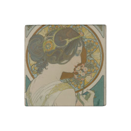 Primrose von Alphonse Mucha (1899) Steinmagnet