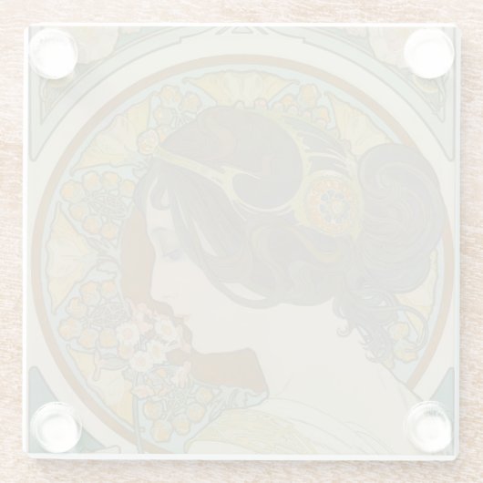 Primrose von Alphonse Mucha Glasuntersetzer (Rückseite)