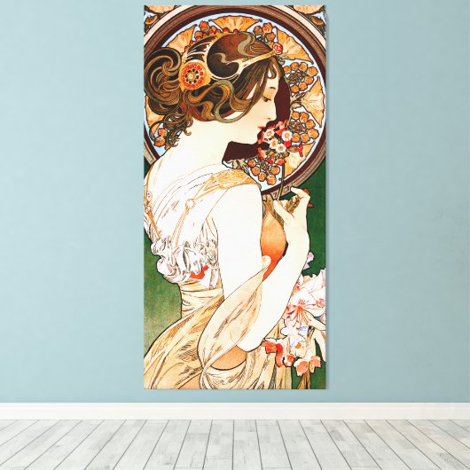 Primrose von Alphonse Mucha Leinwanddruck (Insitu (Holzboden))