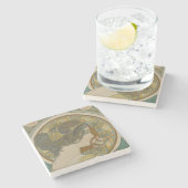 Primrose von Alphonse Mucha Steinuntersetzer (Seitenansicht)