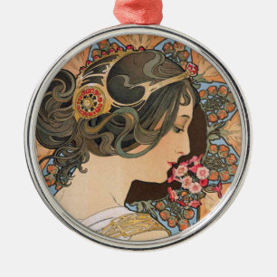 Primrose von Alphonse Mucha - Vintage Art Nouveau Ornament Aus Metall