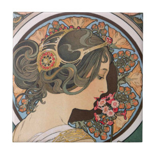 Primrose von Alphonse Mucha - Vintager Jugendstil Fliese