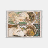 Primrosen und Feather, Mucha Fleecedecke (Vorderseite (Horizontal))