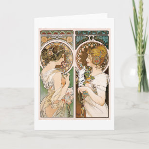 Primrosen und Feather, Mucha Karte