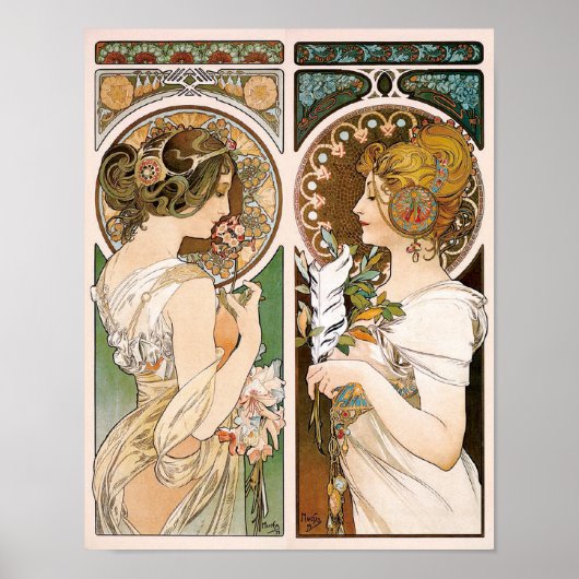 Primrosen und Feather, Mucha Poster (Vorne)