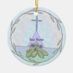Primroses Christliches Kreuz-Ornament  Keramik Ornament