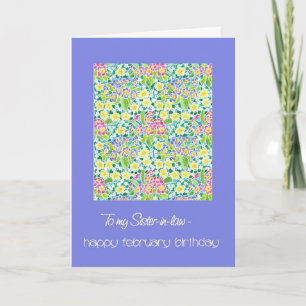 Primroses February Birthday Card für Schwiegerelte Karte