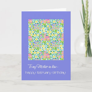 Primroses February Birthday Card, Schwiegermutter Karte