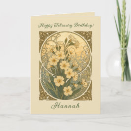 Primroses February Birthday Flowers Art Nouveau St Karte