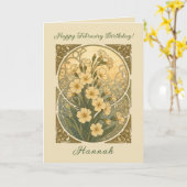 Primroses February Birthday Flowers Art Nouveau St Karte (Gelbe Blume)