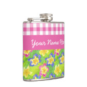 Primroses Hip Flask to Personalize: Pink Gingham Flachmann (Rechts)