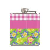 Primroses Hip Flask to Personalize: Pink Gingham Flachmann (Rückseite)