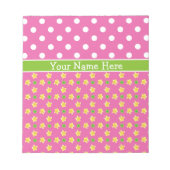 Primroses Notepad to Personalize: Pink Polka Dots Notizblock (Vorderseite)