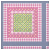 Primroses Pink Blue Green Imitats Muster Stoff (Nahaufnahme)