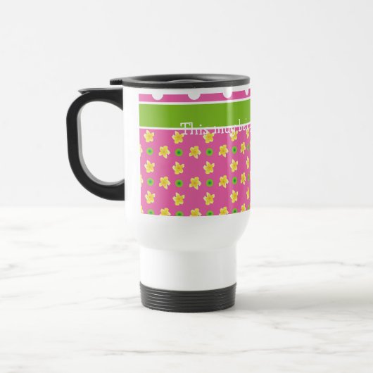 Primroses Travel Mug: Personalisieren Sie rosa Pol Reisebecher (Links)