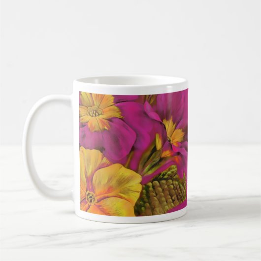 Primula Blumenkunst Wunderschöne Ehefrau mauve Tas Kaffeetasse (Links)