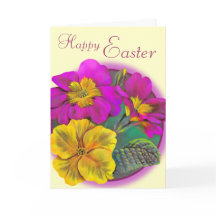 Primula Happy Oaster Creme Rosa Kunstkarte