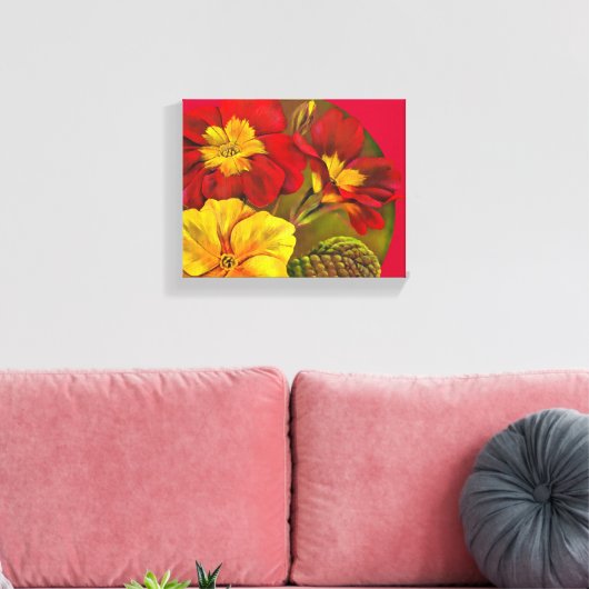 Primula Leinwand Rot Kunstschrift (Insitu (Wohnzimmer))