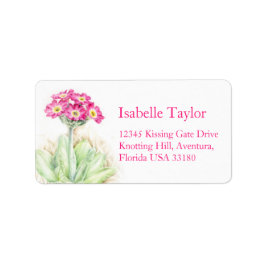 Primula pink Blume Hochzeitstitel Adressaufkleber