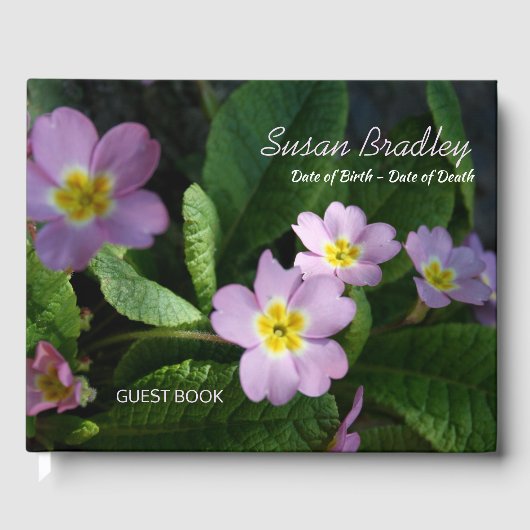 Primula Spring Flowers 2 personalisiertes Memorial Gästebuch (Vorderseite)