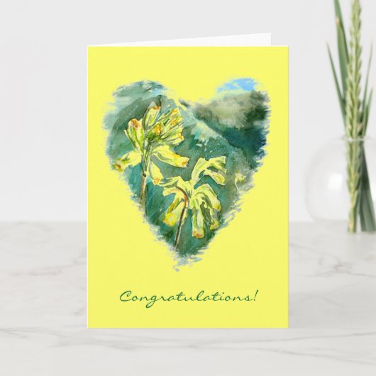 Primula veris Green Heart Gratululationskarte Karte (Vorderseite)