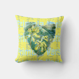 Primula Veris on Yellow Cowslip Heart 2 Designs Kissen