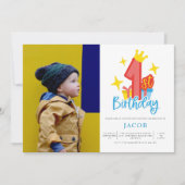 Prince 1. Geburtstag Party Foto Einladung (Vorderseite)