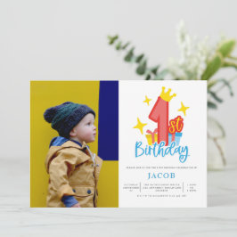 Prince 1. Geburtstag Party Foto Einladung