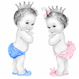 Prince and Princess Boy and Girl Twin Baby Shower Freistehende Fotoskulptur