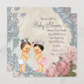 Prince and Princess Twin Baby Shower Einladung (Vorne/Hinten)
