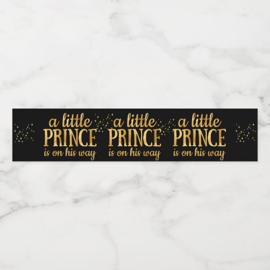 Prince Baby Dusche Royal Black Gold Foil Boy Wasserflaschenetikett (Einzelnes Label)
