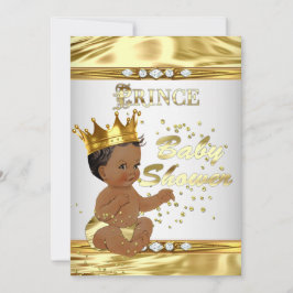 Prince Baby Dusche White Gold Foil Ethnic Einladung