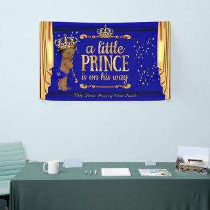 Prince Baby Duwer Blue Gold Drapes Ethnic Banner