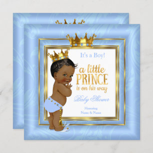 Prince Baby Duwer Blue White Gold Crown Ethnic Einladung