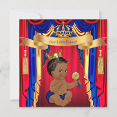 Prince Baby Duwer Red Blue Gold Ethnic Einladung (Vorderseite)