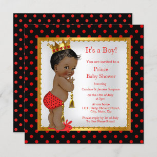 Prince Baby Duwer Red Gold Black Boy Ethnic Einladung
