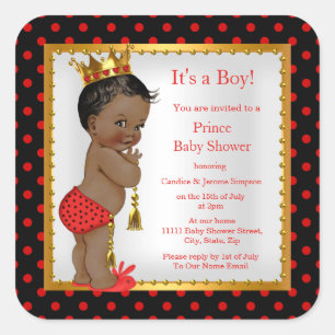 Prince Baby Duwer Red Gold Black Boy Ethnic Quadratischer Aufkleber