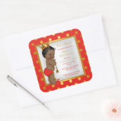 Prince Baby Duwer Red Gold Boy Ethnic Quadratischer Aufkleber (Umschlag)