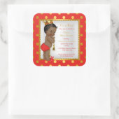 Prince Baby Duwer Red Gold Boy Ethnic Quadratischer Aufkleber (Tasche)