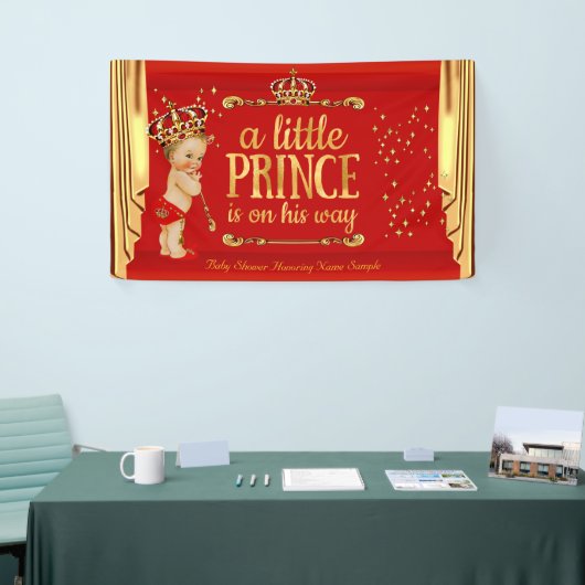 Prince Baby Duwer Red Gold Drapes Blonde Boy Banner (Messeveranstaltung)